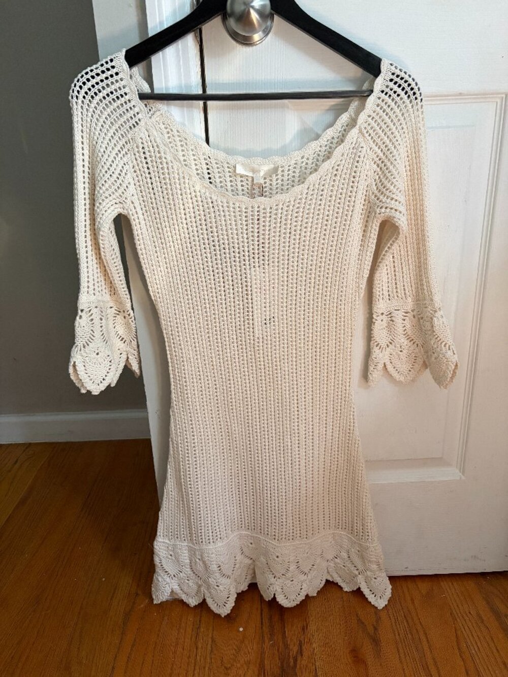LoveShackFancy Krisella Scalloped Crochet Mini Dress